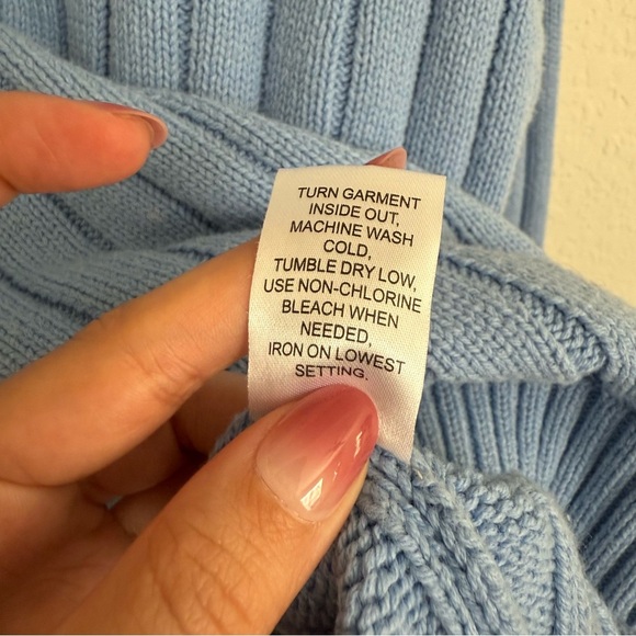 Pacsun Baby Blue Ribbed Knit V Neck Sweater Size S Oversized Preppy Embroidered - Picture 8 of 8